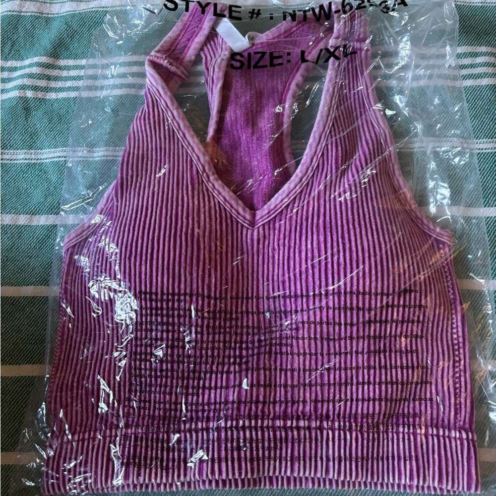 Elegant Purple Ribbed Women's Tank Top